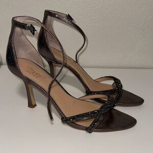 Jewel Badgley Mischka Metallic Strappy Heels